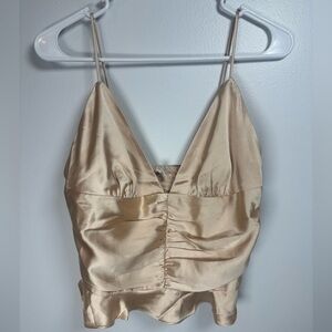 En Creme Women's Top in Gold Satin, Size Medium Adjustable Straps